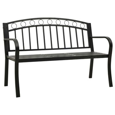 vidaXL Градинска пейка с маса, 125 см, стомана, черна