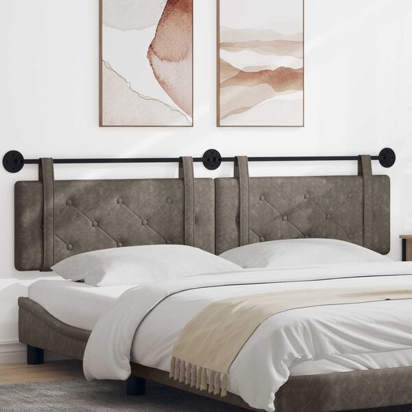 vidaXL Висяща табла Монтиране на стена Сив 210 x 55 x 5 см Антично PU