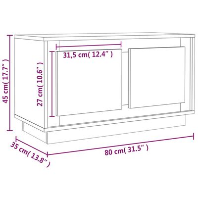 vidaXL ТВ шкаф, бял, 80x35x45 см, инженерно дърво