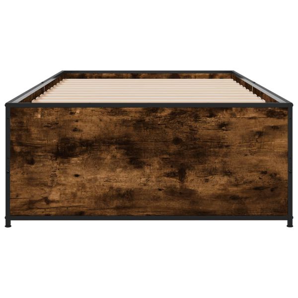 vidaXL Рамка за легло, опушен дъб, 90x200 см, инженерно дърво и метал