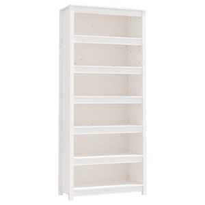 vidaXL Библиотека, бяла, 80x35x183 см, борово дърво масив