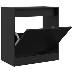 vidaXL Шкаф за обувки, черен, 60x34x63,5 см, инженерно дърво