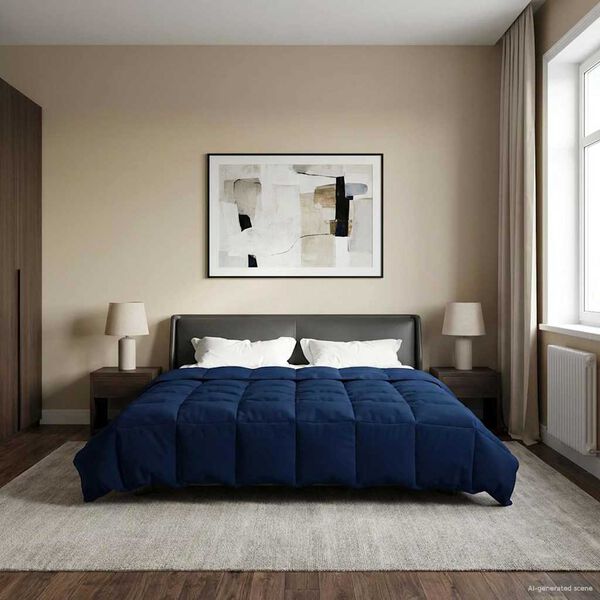 vidaXL Летен юрган Патичено Тъмен син 220 x 240 cm Микрофибър