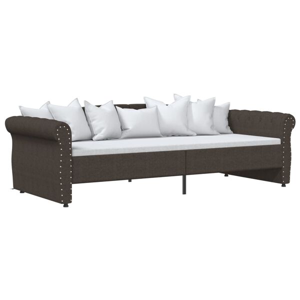 vidaXL Дневно легло, USB, тъмнокафяво, текстил, 90х200 см