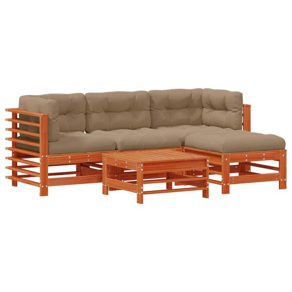 vidaXL Комплект за почивка в градина 5 pcs Восъчен Кафяв