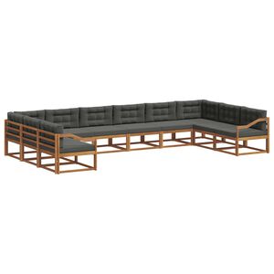 vidaXL Комплект дивани за открито 10 pcs Натурален и Антрацит