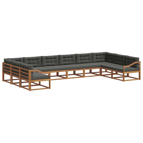 vidaXL Комплект дивани за открито 10 pcs Натурален и Антрацит