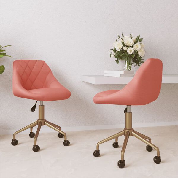 vidaXL Въртящи трапезни столове, 2 бр, розови, кадифе