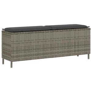 vidaXL Градинска пейка с възглавница сива 110x30x40,5 cm Поли ратан