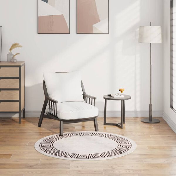 vidaXL Килим, миещ се, &phi;120 см, светлобежов, противоплъзгащ