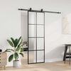 vidaXL Плъзгаща се врата с обков черна 76x205 см ESG стъкло