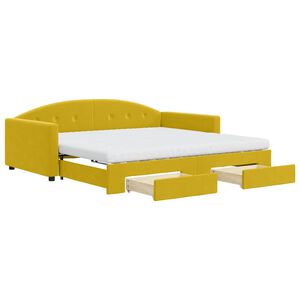 vidaXL Канапе с изтеглящо легло и чекмеджета жълто 100x200 см кадифе