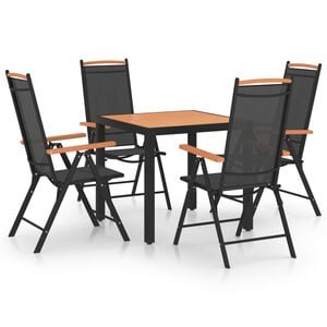 vidaXL Градински трапезен комплект, 5 части, алуминий, черен