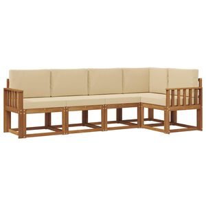 vidaXL Комплект дивани за открито 5 pcs Натурален и Бежов