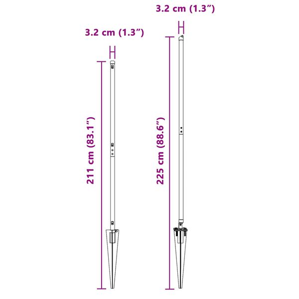 vidaXL Стълб за ограда. 26 pcs Сив 3,2 x 3,2 x 180 см