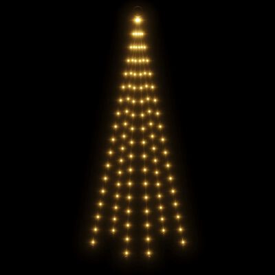 vidaXL Коледна елха на флагщок, топло бяло, 108 LED, 180 см