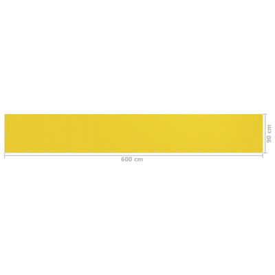 vidaXL Балконски параван, жълт, 90x600 см, HDPE