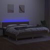 vidaXL Боксспринг легло с матрак и LED, таупе, 200x200 см, плат