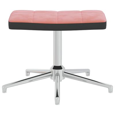 vidaXL Релаксиращ стол с табуретка, розов, кадифе и PVC