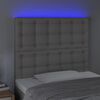vidaXL LED горна табла за легло,сива,100x5x118/128 см, изкуствена кожа