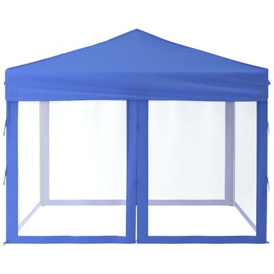 vidaXL Сгъваема парти палатка със странични стени, синя, 3x3 м