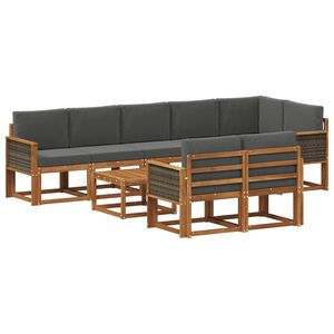 vidaXL Комплект дивани за открито 9 pcs Натурален и Антрацит Полиестер