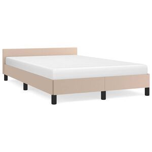 vidaXL Рамка за легло с табла без матрак, капучино, 120x200 см