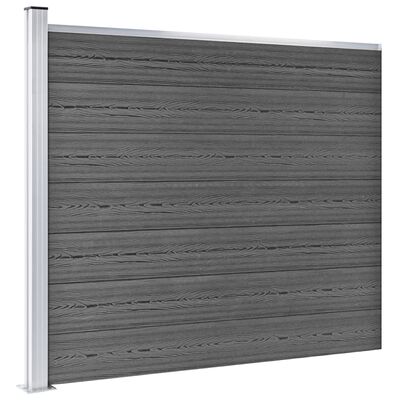 vidaXL Комплект оградни панели, WPC, 526x146 см, черен