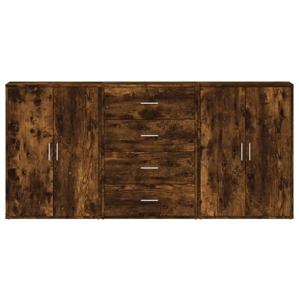 vidaXL Сайдборди, 3 бр, опушен дъб, 60x31x84 см, инженерно дърво