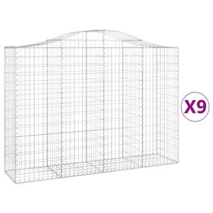 vidaXL Габионни кошници арка 9 бр 200x50x140/160 см поцинковано желязо