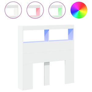 vidaXL Табла шкаф с LED, бял, 100x17x102 см