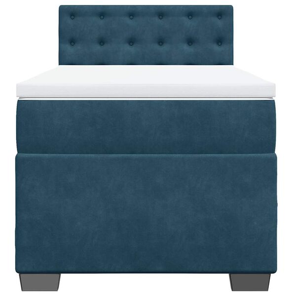 vidaXL Боксспринг легло с матрак, тъмносиня, 90x190 см, кадифе