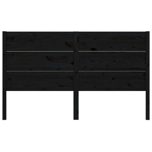 vidaXL Табла за спалня, черна, 206x4x100 см, бор масив