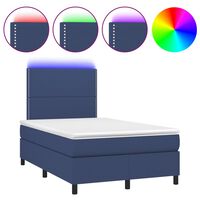 vidaXL Боксспринг легло с матрак и LED, синьо, 120x190 см, текстил