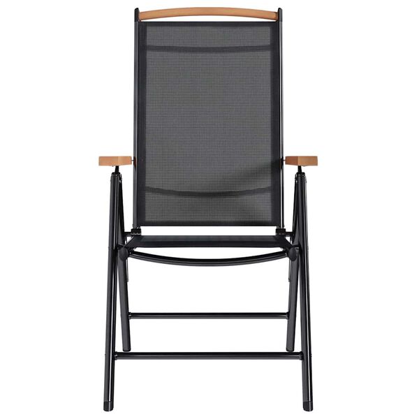 vidaXL Сгъваеми градински столове, 6 бр, Textilene, черни