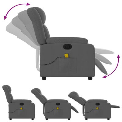 vidaXL Електрически масажен реклайнер стол, тъмносив, текстил