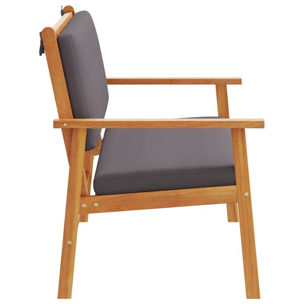 vidaXL Градинска пейка с възглавница Антрацит Солидно акациево дърво