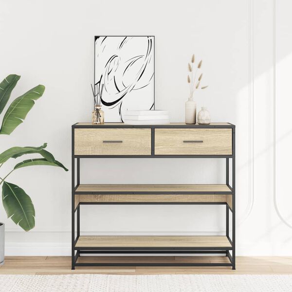 vidaXL Конзолна маса, дъб сонома, 90x35x80 см, инженерно дърво