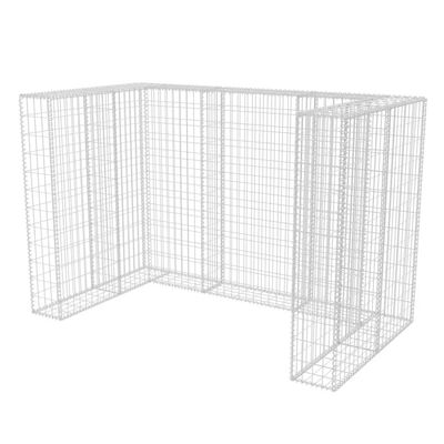 vidaXL Габионна ограда за две кофи за смет, стомана, 180x100x120 cм