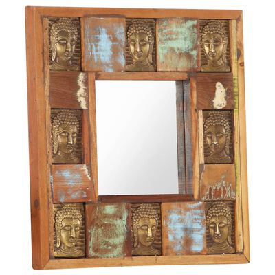 vidaXL Огледало с рамка Буда, 50х50 см, регенерирано дърво масив