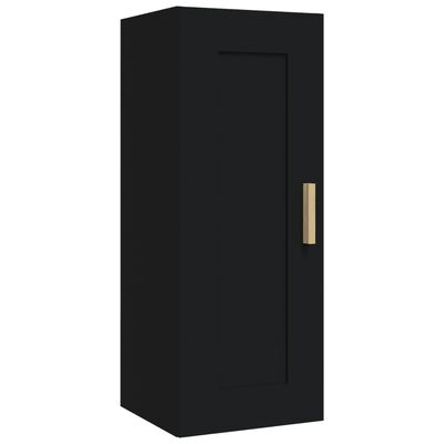 vidaXL Стенен шкаф, черен, 35x34x90 см, инженерно дърво