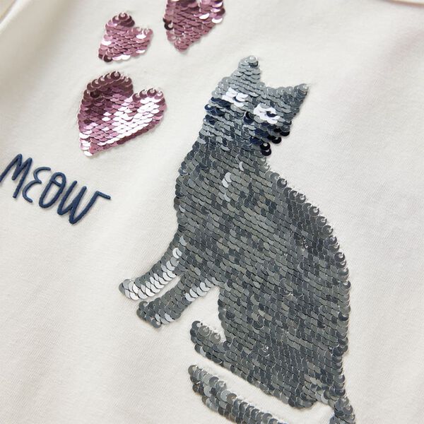 Детска тениска с дълъг ръкав, екрю, 92