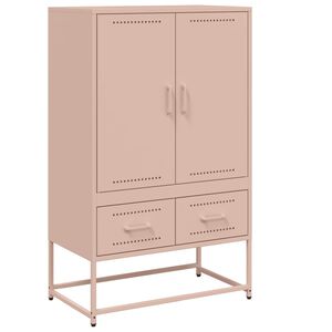 vidaXL Висок шкаф, розов, 68x39x111,5 см, стомана