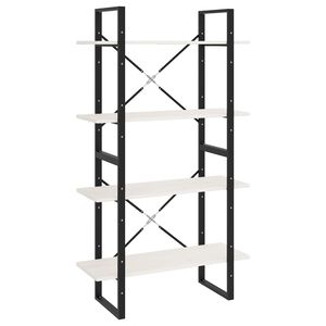 vidaXL 4-етажна библиотека, бяла, 80x30x140 см, борово дърво масив