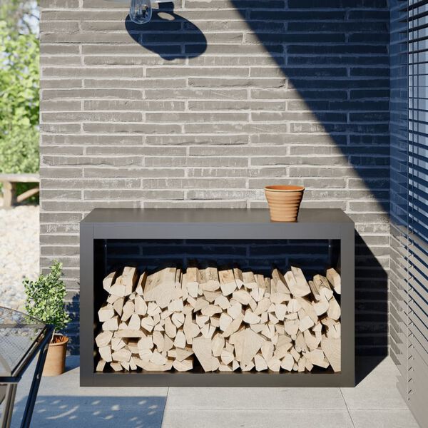 vidaXL Стойка за дърва за огрев, антрацит, 100x40x60 см, стомана