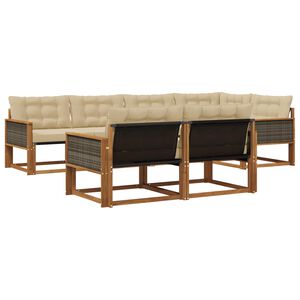 vidaXL Комплект дивани за открито 7 pcs Натурален и Бежов