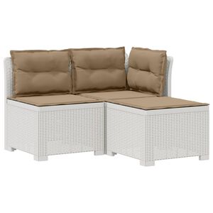 vidaXL Пейка за градина с Cushions във вид на ратан ПП Бяло