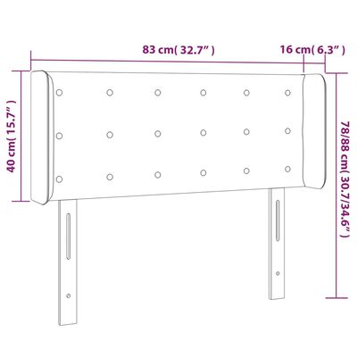vidaXL LED Горна табла за легло, тъмнокафява, 83x16x78/88 см, плат