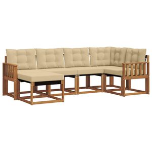 vidaXL Комплект дивани за открито 6 pcs Натурален и Бежов