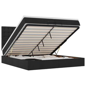 vidaXL Османска легло с матрак и LED, черно, 200x200 см, плат